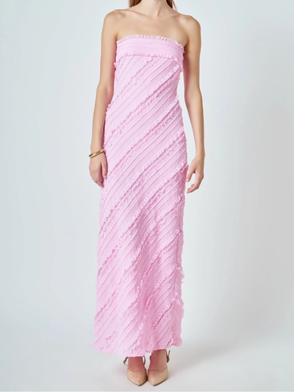 Endless Rose Anthropologie Strapless Textured Column Midi Dress Size Medium NEW - Picture 5 of 15